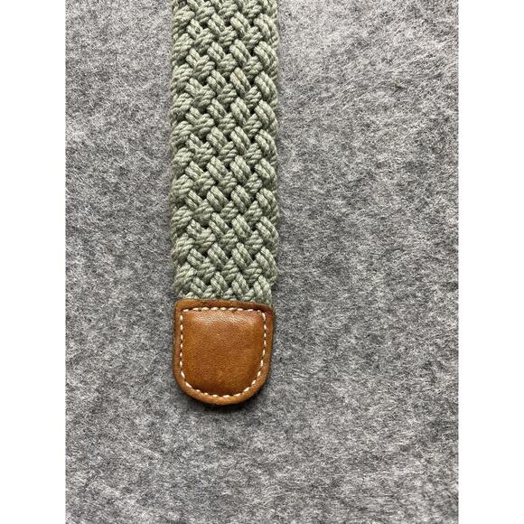 Eddie Bauer Belt Womens XS Green Braided Woven Tan Faux Leather Vintage - Picture 6 of 10